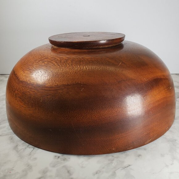 Turned 11" x 4 3/4" Wooden Serving Bowl - Rustic Home Decor - Picture 6 of 9